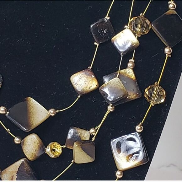 MULTI-STRAND Glass Beaded Wire Necklace - Picture 2 of 8